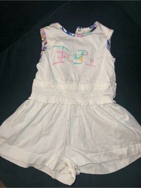 Emilio Pucci White Girls' Romper with Pastel Logo Accents